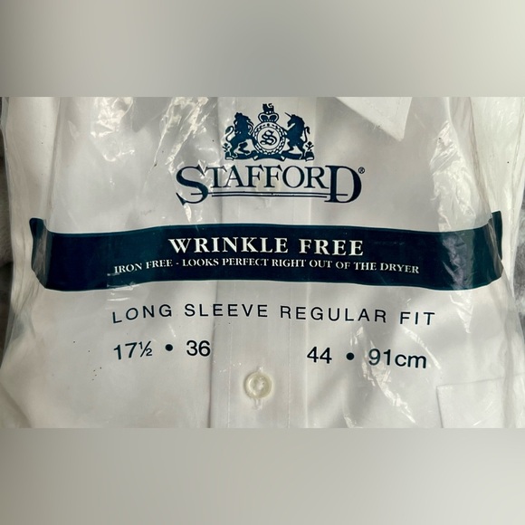 Stafford Wrinkle-Free White Dress Shirt – Long Sleeve – Size 17½ x 36 – NWT - Picture 2 of 4